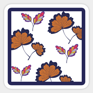 leaf pattern, blue and browns Sticker